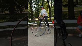 How to Get On and Off a Penny Farthing Bicycle shorts bikelife [upl. by Nosreip]