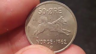 50 ORE Coin NORGE 1962 VALUE  Norway 50 Ore coin value [upl. by Vogeley]