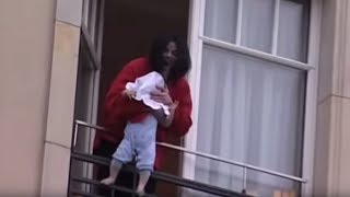 Michael Jackson dangles his baby over a hotel balcony [upl. by Iris]