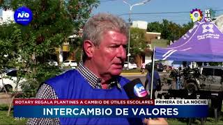 Intercambio de valores rotary regala plantines a cambio de pañales o útiles escolares  NOTICIERO 9 [upl. by Ynittirb562]