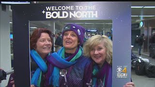 Super Bowl Volunteers Welcome Patriots Fans To Bold North [upl. by Eimarej414]