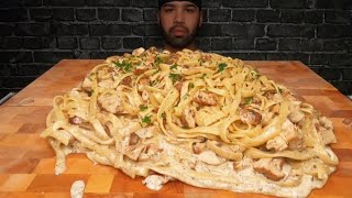 CHICKEN FETTUCCINE ALFREDO MUKBANG [upl. by Graeme320]