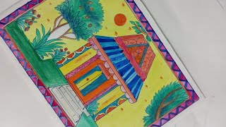 Madhubani painting🎨art viralvideo acryllic [upl. by Eliam]