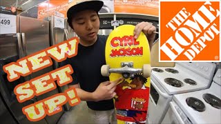 NEW SKATEBOARD SET UP AT HOME DEPOT WITH KICKFLIP TEST BEST SET UP VIDEO [upl. by Dduj]