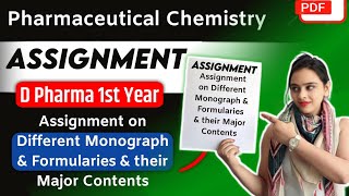 Assignment on Different Monograph amp Formularies amp their Major Contents  D pharma 1st Year [upl. by Osei523]