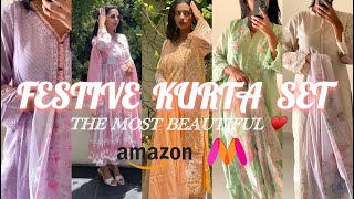 Most Beautiful Festive Kurta Set Haul  Myntra and Amazon Kurtas  Pinterest and Trendy kurta sets [upl. by Raines]