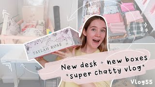 new desk  new packaging boxes  CHATTY studio vlog ergo furniture sit stand desk VLOG055 [upl. by Annil]