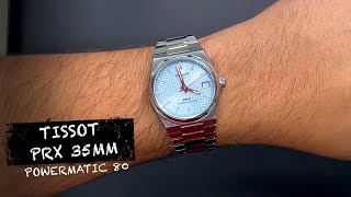 Review ICE Blue Tissot PRX 35mm Powermatic 80 Watch T1372071135100 [upl. by Swor]