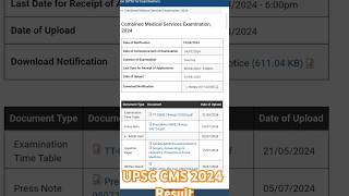 UPSC CMS 2024 Results upsccms2024 upscresults shorts [upl. by Odlamur]