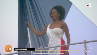 Télé Matin Axelle SaintCirel Voix des Outremer à Paris avec la Marseillaise Jeux Olympiques 2024 [upl. by Kristal670]