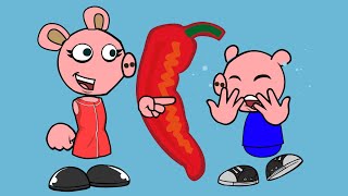 Peppa Pig Puts A Ghost Pepper In Georges FoodGrounded [upl. by Kamin]