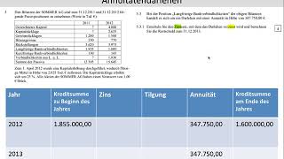 Annuitätendarlehen Kreditfinanzierung Abschlussprüfung 2013  Teil 1  Aufgabe 5 FOS  BOS [upl. by Crelin]