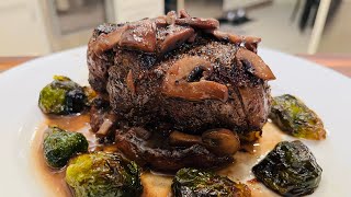 PanSeared Filet Mignon w Mushroom Red Wine Sauce [upl. by Hesoj]