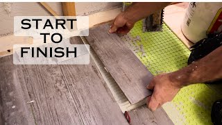 How To Install Wood Look Tiles  Start to Finish [upl. by Atsirtal]