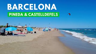 Barcelona Beach Walk 2023  Pineda amp Castelldefels beach  SPAIN [upl. by Nolyad]