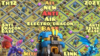 TOP NEW TOWN HALL 12 Th12 ANTI AIRELECTRO DRAGON BASE With Link  th12 war base  coc [upl. by Angelle]