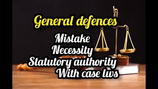 Mistake  Necessity  Statutory authority  General defense  Law of Tort  with case laws [upl. by Alage]