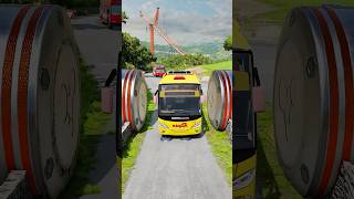 Cement Trucks and Cargo Bus CRASH into Bollardsbeamng shorts beamngdrive [upl. by Lanrev]