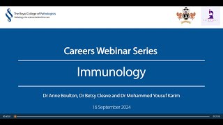 Pathology Careers Webinar  Immunology medical training route [upl. by Leif]