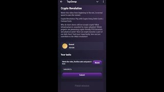 Tapswap Crypto Revolution New Video code  Crypto Revolution Pay with Crypto Using Debit card [upl. by Ttnerb]