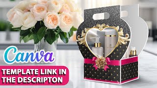 Heart Shape Handbag Gift Box Template  Foam Board Craft Canva Template [upl. by Chloe352]