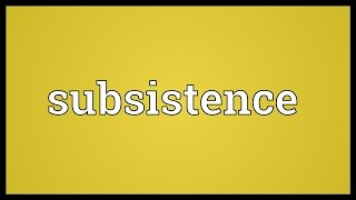 Subsistence Meaning [upl. by Siva]