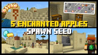 FIVE ENCHANTED GOLDEN APPLES at Spawn Seed  Minecraft Bedrock Edition 117 [upl. by Ailssa305]