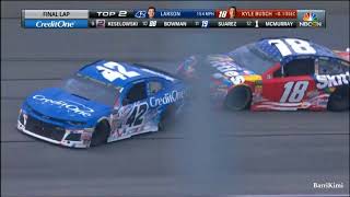 Monster Energy NASCAR Cup Series Chicagoland 2018 Finish Busch vs Larson [upl. by Eniahpets]