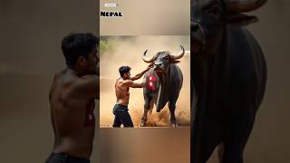 Nepali man fighting with the real bull nepali power [upl. by Stinky666]