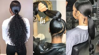 SLEEK PONYTAIL COMPILATION ON NATURAL CURLY HAIR AND 4C HAIR FOR 2022 [upl. by Ottie]