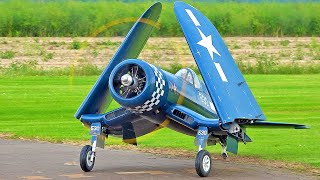 LARGE REALISTIC CORSAIR F4U1D RC SCALE MODEL WITH MOKI RADIALS AND FOLDING WINGS [upl. by Helban570]