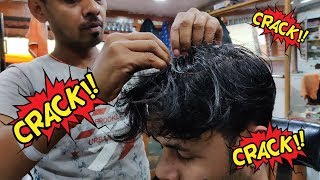 Best Hair Cracking Head Massage Video by Hair Cracker Barber  Indian Massage [upl. by Sifan]