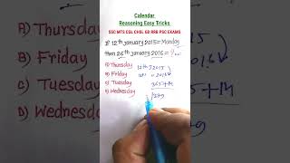 Calender Reasoning Tricks Reasoning Classes for SSC CGL GD CHSL MTS RRB Special Exams [upl. by Maidie326]