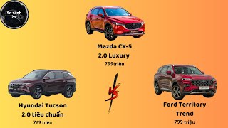 So sánh Mazda CX5 Luxury vs Hyundai Tucson Xăng tiêu chuẩn vs Ford Territory Trend [upl. by Eillen]