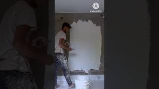 Wall putty designwall apply popper 1st coat waterfroof putty shorts painting design workout [upl. by Evol321]