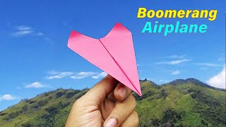 How to Fold Boomerang Paper Airplane  Fly Back [upl. by Netsirhc]