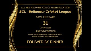 BCL  BELLANDUR CRICKET LEAGUE  PLAYERS AUCTION  LIVE [upl. by Egdamlat]