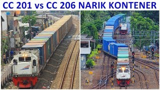 Akselerasi Loko CC201 vs CC206 narik Kontener [upl. by Hunter]