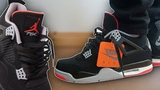 How To Lace Jordan 4 Breds 4 Ways w ON FEET  Featuring Breds 2019 THE BEST WAY [upl. by Annaoy]