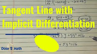 Tangent Line to Ellipse with IMPLICIT DIFFERENTIATION  Calculus  Implicit Derivative [upl. by Syd]