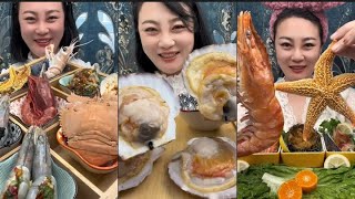 ASMR FRESH SEAFOOD CRAB LOBSTER SCALLOP URCIN STARFISH  EATING MUKBANG [upl. by Ellita]