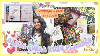 Unboxing ALICIA SOUZA 2024 Planner 📝🎀🖊  Flip through review amp comparison 🦋 [upl. by Fairfield]