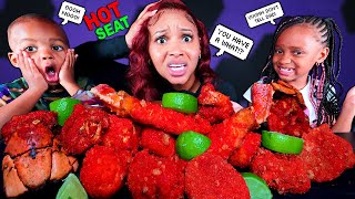 HOT CHEETOS LOBSTER TAIL SEAFOOD BOIL MUKBANG HOT SEAT CHALLENGE  QUEEN BEAST LAYLA amp BABY ELIJAH [upl. by Eisinger]