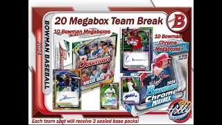 2024 BOWMAN  CHROME 20 MEGABOX TEAM Break 4 eBay 111224 [upl. by Aihsilat]