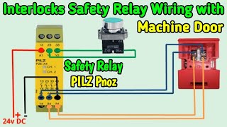 Machine Door Interlocks Wiring With Safety Relay PILZ Pnoz Connection MianElectric [upl. by Marillin]