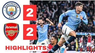 Manchester City vs Arsenal 22 HIGHLIGHTS  Haaland Gabriel Calafiori Goal amp Stones Goal [upl. by Aneral]