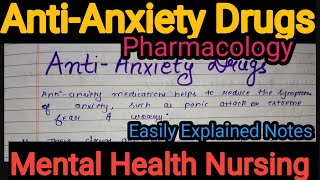 Notes Of Anti Anxiety Drug Psychopharmacology in Mental Health Nursing Part 4 in Hindi [upl. by Mcwilliams90]