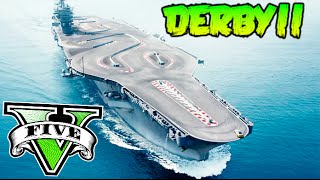 DERBY DEMOLICION EN EL PORTAAVIONES MINIJUEGO COCHES VOLANDO GTA 5 ONLINE Makiman [upl. by Dempstor]