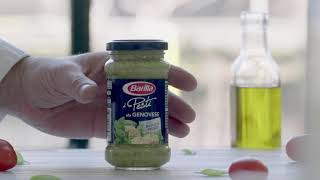 Barilla Spaghetti Ολικής Αλέσεως με Pesto Genovese καλαμάρι amp ντοματίνια [upl. by Naynek]