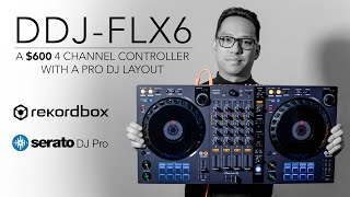 DDJFLX6  A 600 4 CHANNEL CONTROLLER W CDJ SIZED JOGWHEELS  First Look [upl. by Laeno]